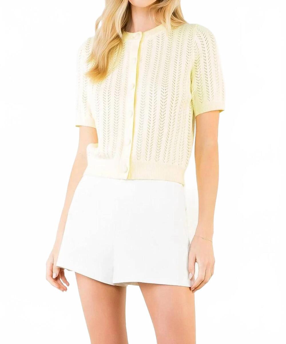 NEW THML short sleeve knit cardigan in yellow